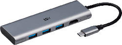 ISY Adapter IAD-1016 USB-C 3-in-1 Hub, HDMI, 1x USB 3.0 Typ-C, 3x Typ-A, 100W PD, 4K30Hz, Silber