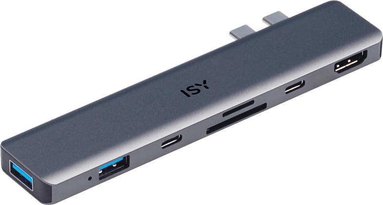 ISY Adapter IAD-1021 USB-C 5-in-1 mit Power Delivery für MacBook Pro, 4K/30Hz, Silber