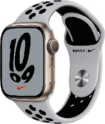 Apple Watch Nike Series 7 GPS 41mm Aluminiumgehäuse, Sportarmband, Polarstern/Pure Platinum/Schwarz; Smartwatch
