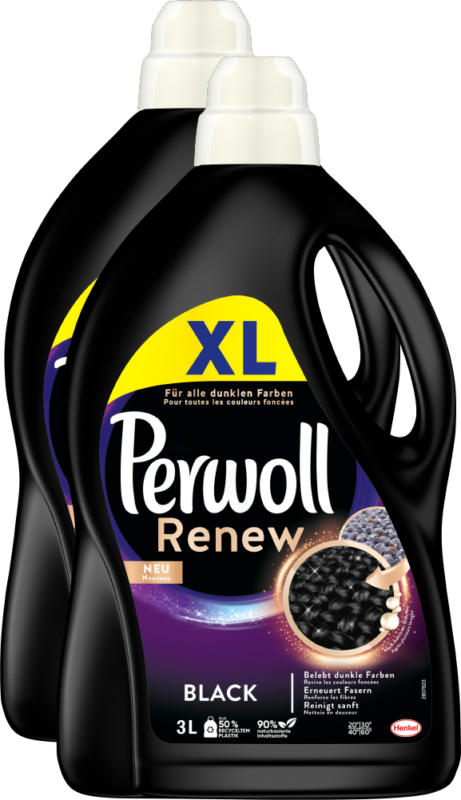 Lessive pour linge délicat Black Perwoll, 2 x 50 lessives, 2 x 3 litres