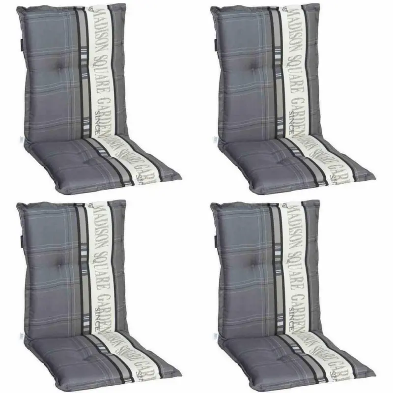 Sesselauflage in Grau Schriftzug