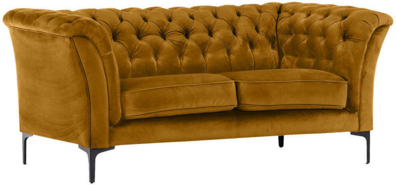 Chesterfield-Megasofa in Flachgewebe Gelb