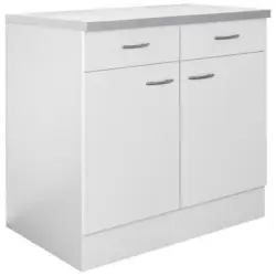 Küchenunterschrank 80/85/60 cm in Weiß, Hellgrau