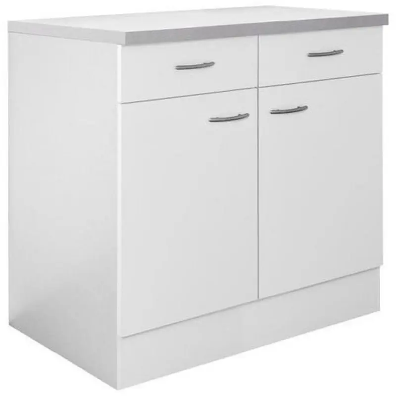 Küchenunterschrank 80/85/60 cm in Weiß, Hellgrau