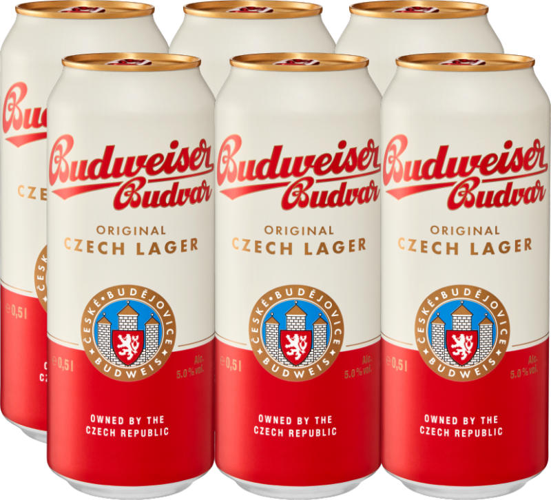 Bière lager Original Budweiser, 6 x 50 cl