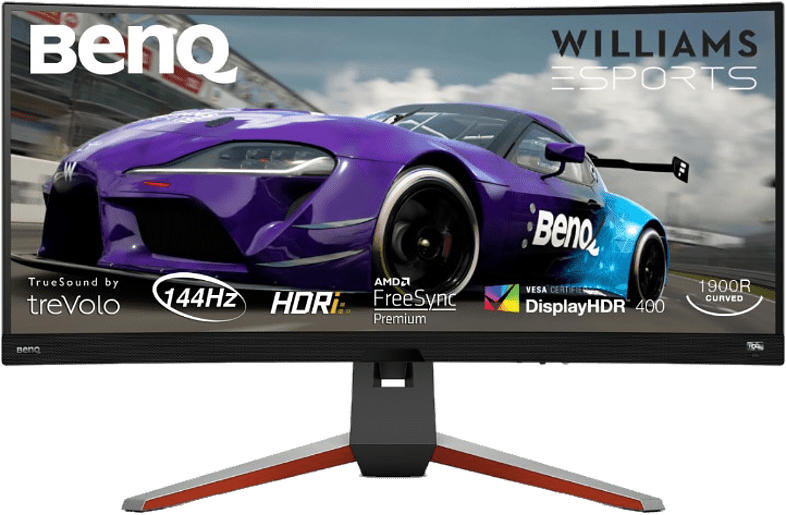 BenQ Gaming Monitor EX3415R Curved, 34 Zoll, QHD, 144Hz, 1ms, IPS, 400cd, HDRi, Metallic Grau