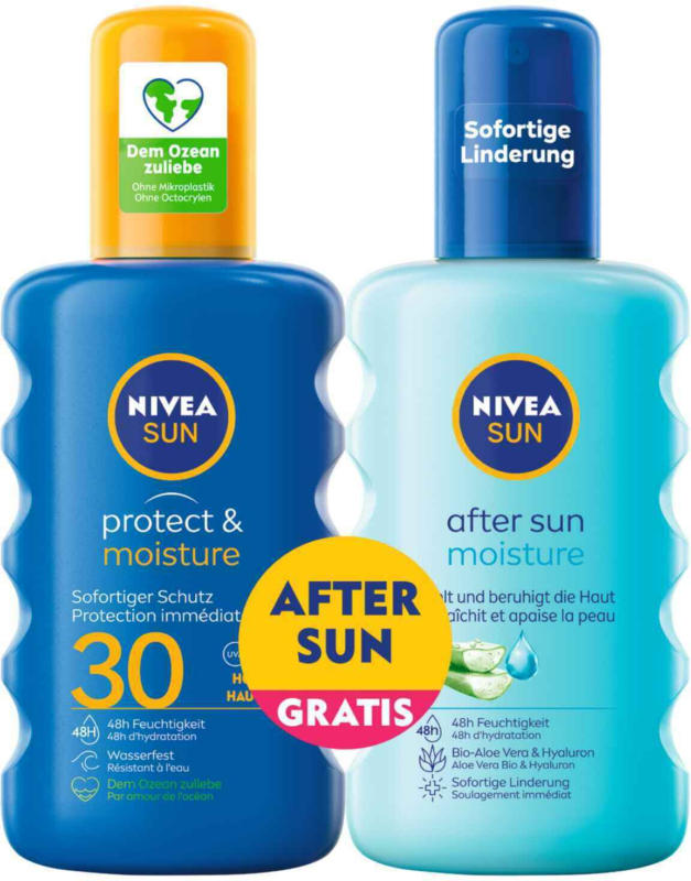 Nivea Sun Protect & Moisture Sonnenspray LSF 30 200 ml + After Sun Moisture Spray 200 ml -