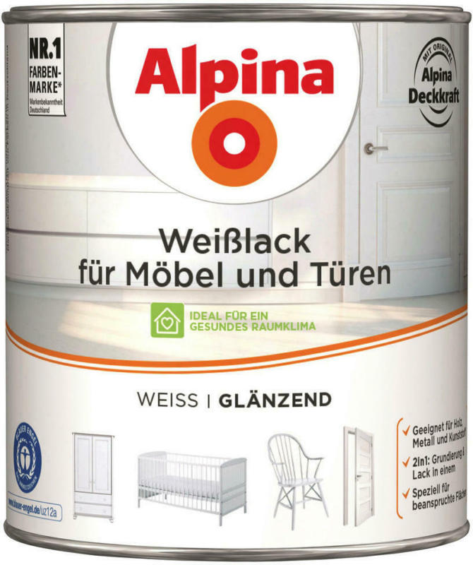Alpina Weißlack weiß glänzend ca. 2 l