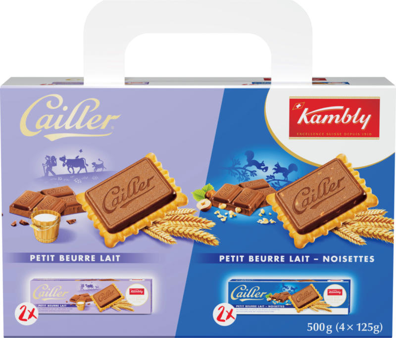 Cailler Kambly Koffer Petit Beurre, Milch & Milch-Nuss, 500 g