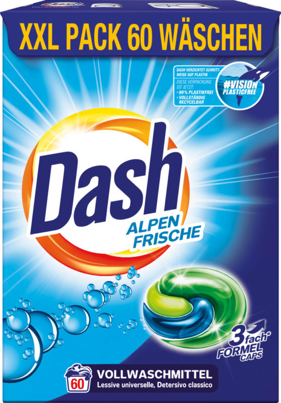 Dash Waschmittel 3in1 Caps Alpen-Frische , 60 Waschgänge, 1,59 kg