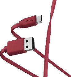 HAMA Lade-/Datenkabel Flat USB-A - USB-C, 1 m, Rot