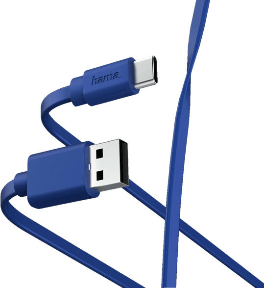 Hama Lade-/Datenkabel Flat USB-A - USB-C, 1 m, Blau