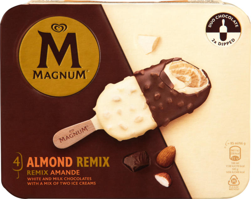 Gelato Almond Remix Magnum, 4 pezzi, 340 ml