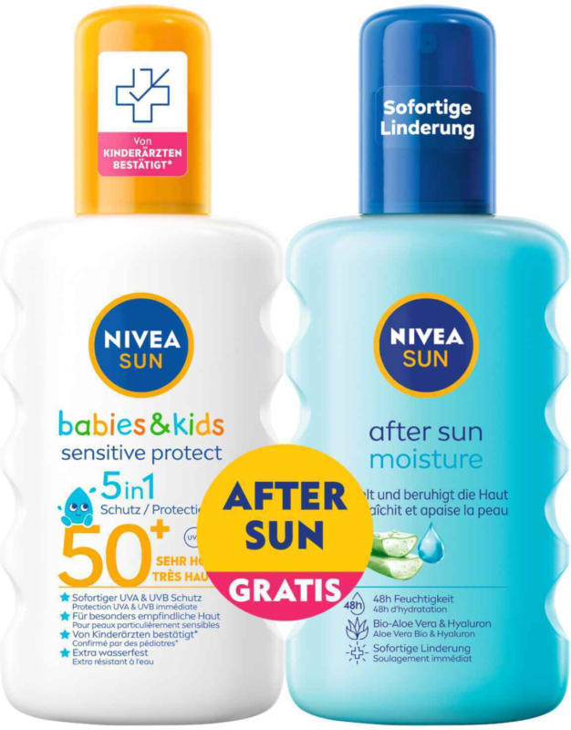 Nivea Sun Sonnenmilch Babies & Kids Sensitive Protect LSF 50+ 200 ml + After Sun 200 ml -