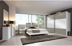 Schlafzimmer 180/200 cm in Grau, Weiß