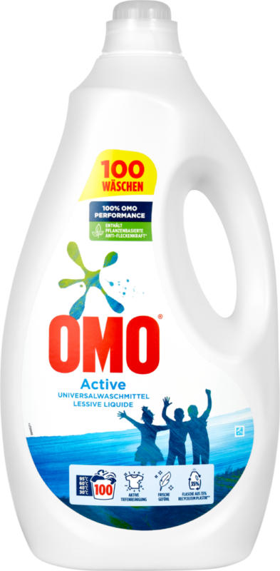 Lessive liquide Active Omo, 100 lessives, 5 litres