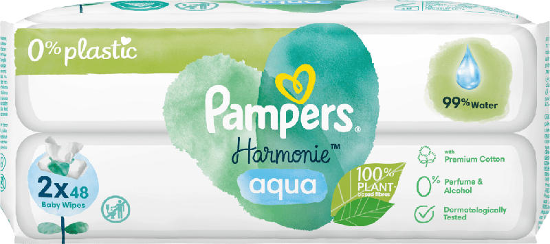 Pampers Feuchttücher Harmonie Aqua (2 x 48 Stück)