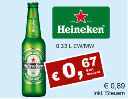 Heineken Bier Glas EW oder MW