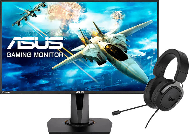 Asus Gaming Monitor VG278Q mit Headset TUF H3, 27 Zoll, FHD, 144Hz, 400cd, 1ms, TN Panel, Schwarz