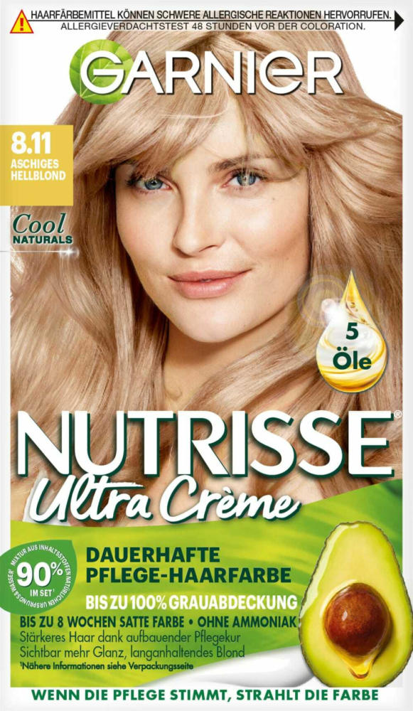Nutrisse Haarfarbe Ultra Creme Aschiges Hellblond 8.11 für nur 4,45 € ᐉ