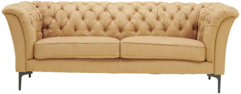 Chesterfield-Sofa in Flachgewebe Gelb