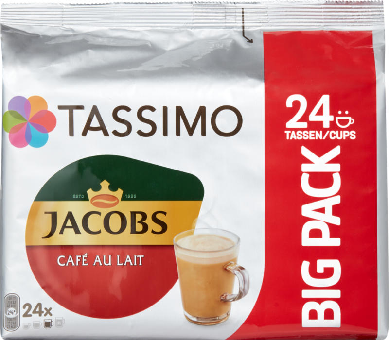 Tassimo Kaffeekapseln Jacobs Café au Lait, 24 Kapseln