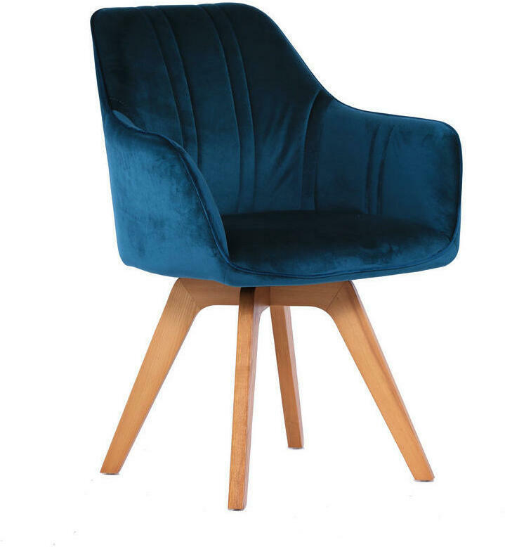 Stuhl in Holz, Textil Dunkelgrün