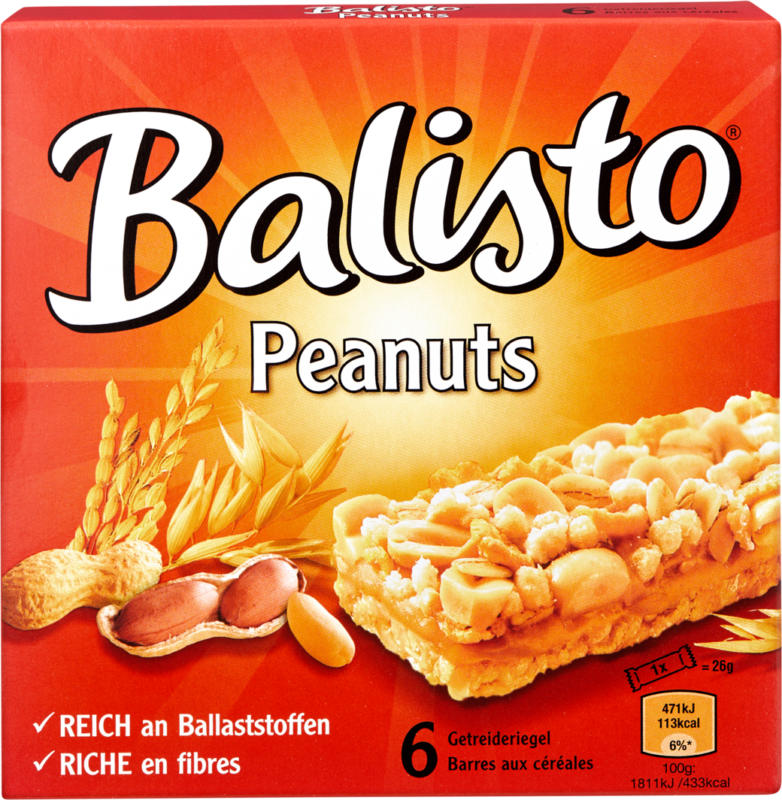 Barres aux céréales Balisto, Peanuts, 156 g