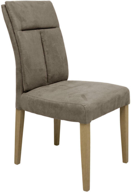 Stuhl in Holz, Textil Taupe, Eichefarben