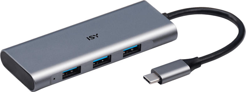 ISY Adapter IHU-5000 USB 3.1 Typ-C auf 3x Typ-A Hub Silber