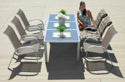 MERXX Garten-Essgruppe »Amalfi«, (7 tlg.), 6 Sessel, Tisch 90x140-200 cm, Alu/Textil