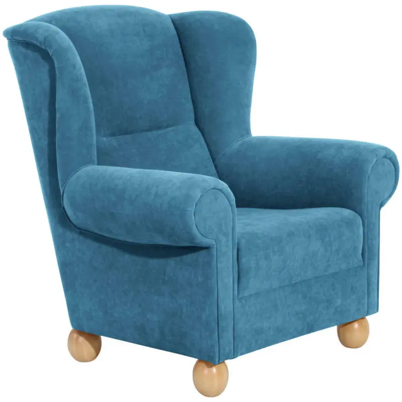 Ohrensessel in Velours Petrol