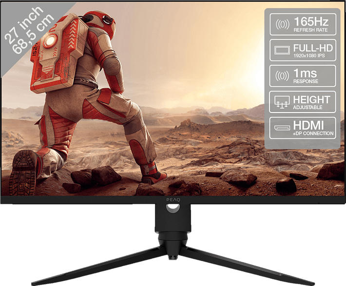 Peaq Pmo G270-cqk 27 Zoll Wqhd Gaming Monitor Peaq Gaming Monitor PMO G270-FFK, 27 Zoll, FHD, 165Hz, 1ms, 300cd, IPS