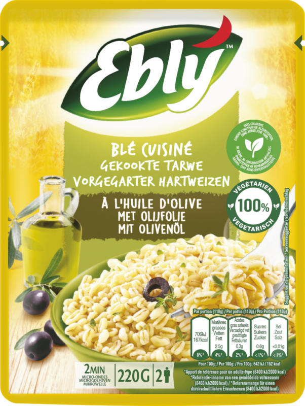 Blé cuisiné à l'huile d'olive Ebly, 220 g