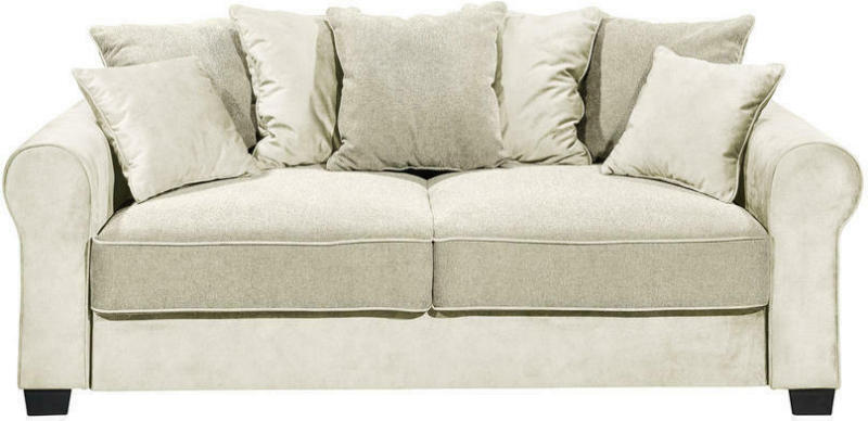 Zweisitzer-Sofa in Webstoff, Mikrovelours Creme