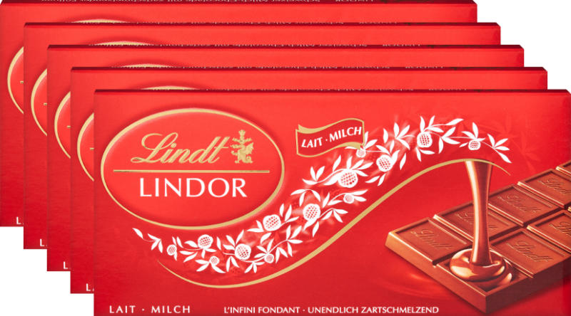 Tavoletta di cioccolata Latte Lindor Lindt, 5 x 100 g