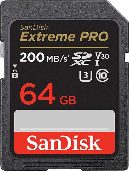 SanDisk Extreme PRO SDXC 64 GB Speicherkarte R200/W90, UHS-I U3, Class 10