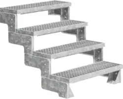 Außentreppe Pertura Tallis ohne Geländer 4 Stufen 80 cm Gitterrost