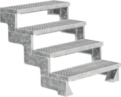 Außentreppe Pertura Tallis ohne Geländer 4 Stufen 100 cm Gitterrost