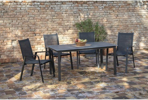 Gartenmöbelset Acamp 5-teilig bestehend aus: 4x Stühle, Tisch 160x90x72 cm Aluminium anthrazit