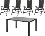 Hornbach Gartenmöbelset Acamp Aluminium 5teilig, bestehend aus 1 Tisch Extemsio + 4 Gartensessel Acatop klappbar, Anthrazit