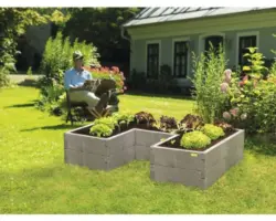 Hochbeet Juwel Timber Ergolie Kunststoff 185x40x125 cm grau