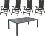 Hornbach Gartenmöbelset Acamp 4 -Sitzer bestehend aus: Tisch,4 Stühle Aluminium Textil anthrazit