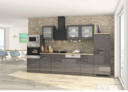 Küchenzeile Held Möbel Mailand 601.1.6211 grau/grafit 340 cm inkl. Einbaugeräte
