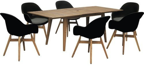 Gartenmöbelset Garden Place Style 6-Sitzer 7 tlg. inkl. ausziehbarem Holztisch Akazie und Sitzkissen