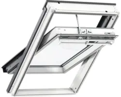 VELUX Schwingfenster SOLAR GGL 55X98 Kiefer endlackiert weiß CK04 Holz/alu