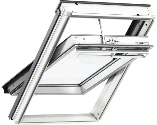 VELUX Schwingfenster SOLAR GGL 55X98 Kiefer endlackiert weiß CK04 Holz/alu