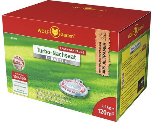 Rasensamen Wolf-Garten Turbo-Nachsaat Schatten 2,4 kg / 120 m²