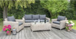 Hornbach Loungeset Premium Luxur 5 -Sitzer bestehend aus: 2x Sessel, Sofa, Tisch und Sitzkissen Polyrattan Aluminium Grau