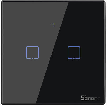 Unterputz Steuereinsatz Sonoff T3EU2C-TX Smart-Home Unterputz-Wandschalter 2 Kanal schwarz, mit Funkempf